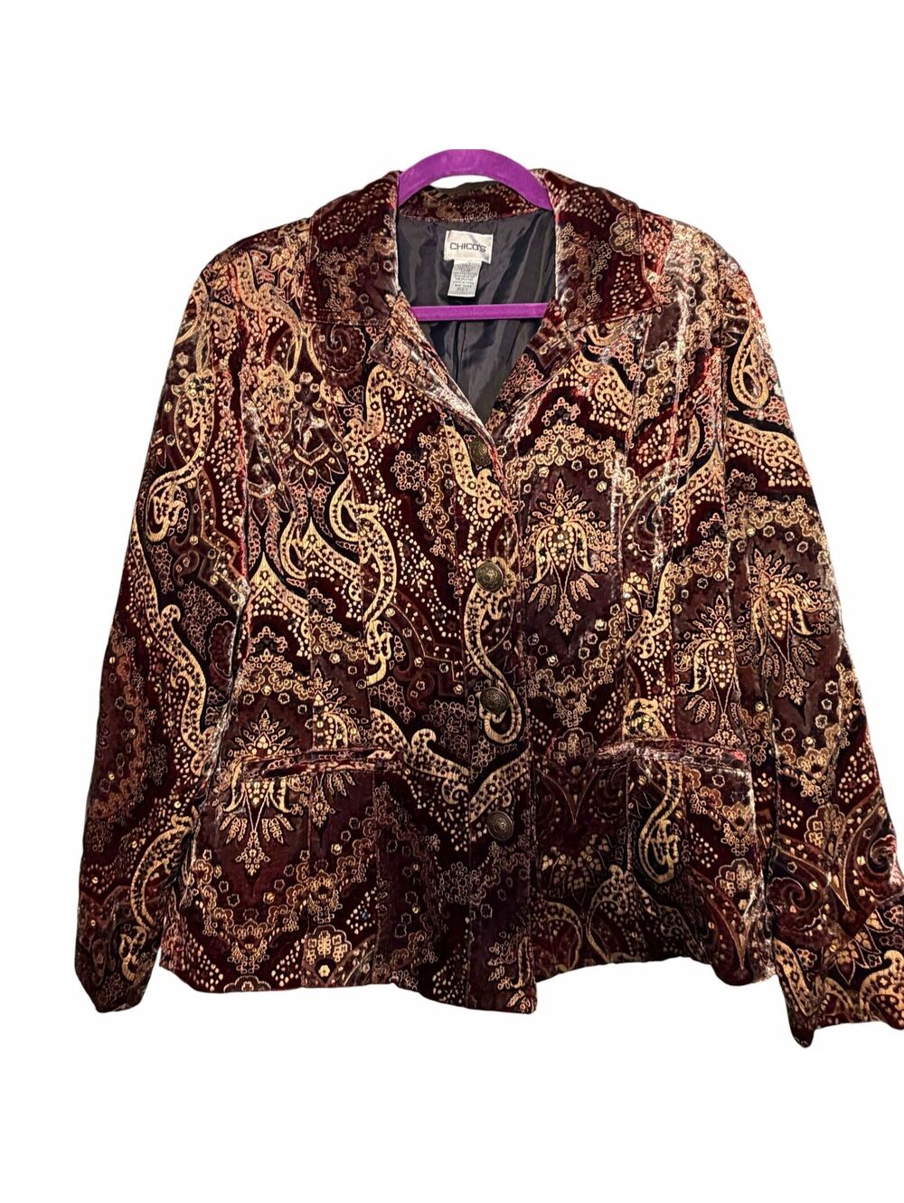Chicos Women’s Velvet jacket  whimsigoth and witchy vibes ptp 20